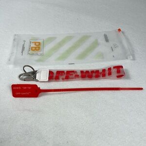 OFF-WHITE Lanyard Keychain with Zip Tie• Clear and Red• New